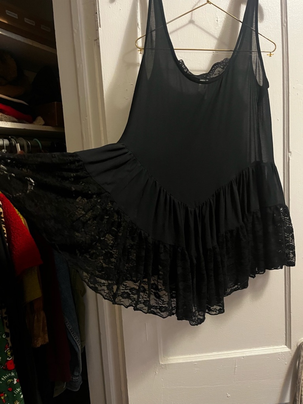 Out From Under Black Lace-Trim Sleeveless Top